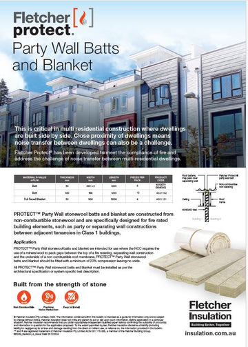 Fletcher Protect Fireseal Party Wall Batts - 5000 x 300 x 4 50mm